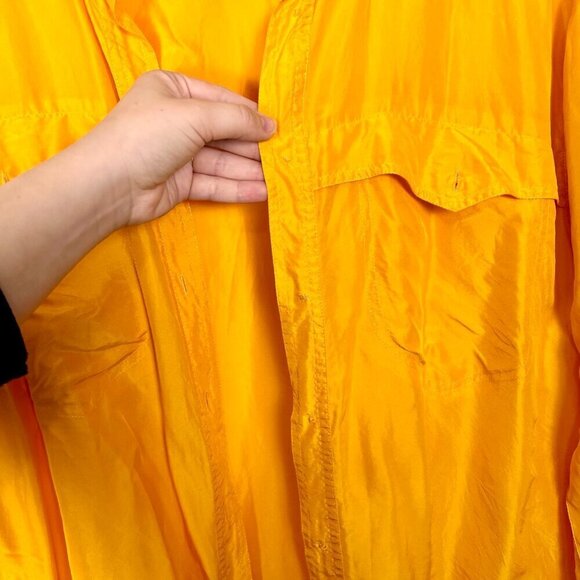 American Design Vintage First Issue 100% Silk Yellow Button Down Sz. Large - Picture 8 of 13
